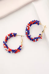 Boucles d'oreilles créoles perlées du jour du drapeau rouge ardent-A WOMAN WE LOVE