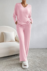 Tenue deux pièces ample en tricot côtelé *