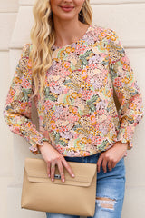 Blouse fleurie jaune à manches bouffantes-A WOMAN WE LOVE