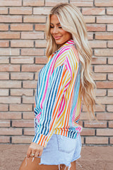 Chemise ample multicolore à rayures orange et épaules tombantes-A WOMAN WE LOVE