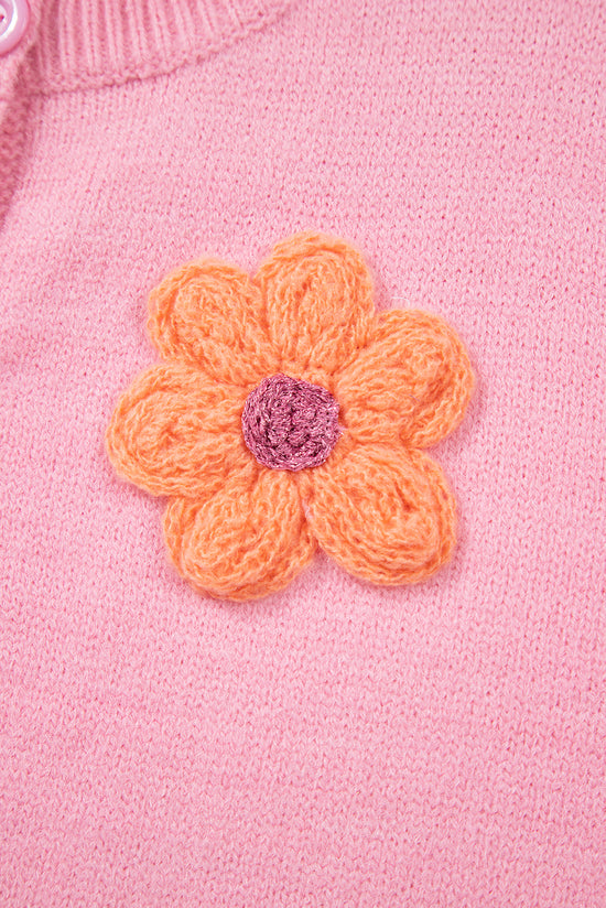 Cardigan boutonné rose à motif floral *