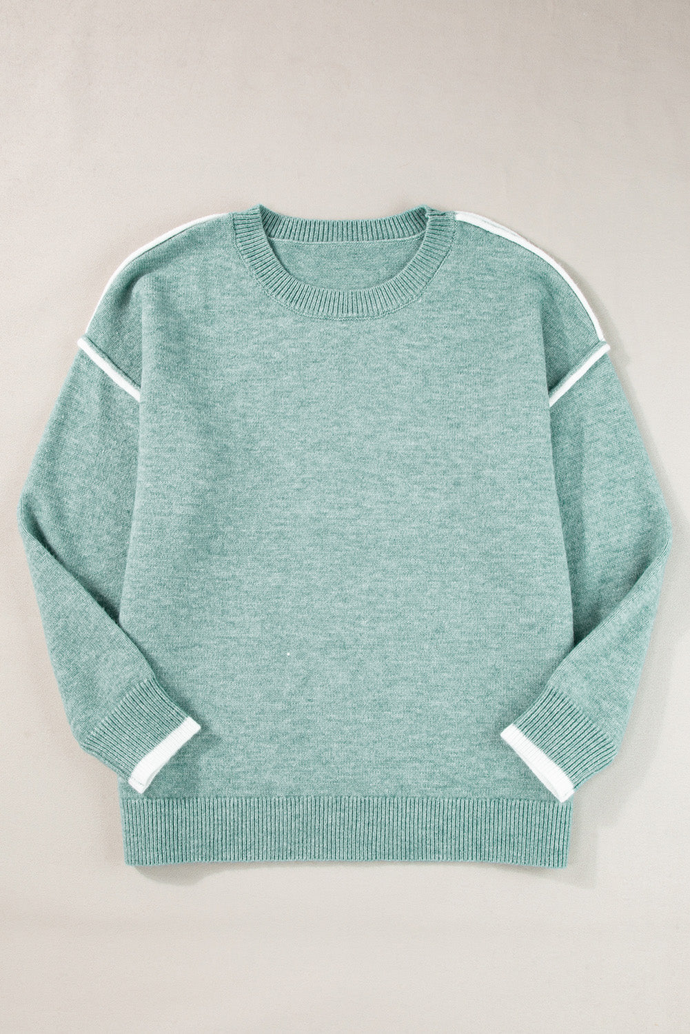 Mondlicht Jade Colorblock kontrastierender Edge Crewneck -Pullover