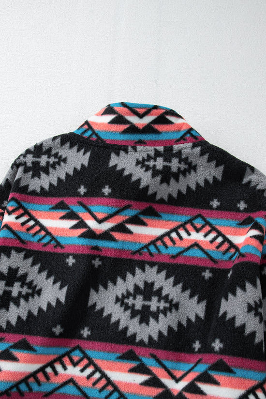 Chaqueta negra con collar con cremallera Aztec