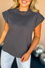 High gray studded with short sleeves