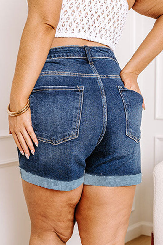 Short en jean taille haute grande taille *