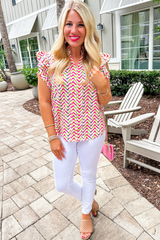 Blouse multicolore à volants-A WOMAN WE LOVE