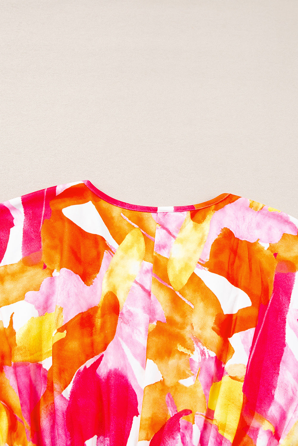 Chemisier babydoll orange à imprimé abstrait, manches 3/4, col en V, volants-A WOMAN WE LOVE