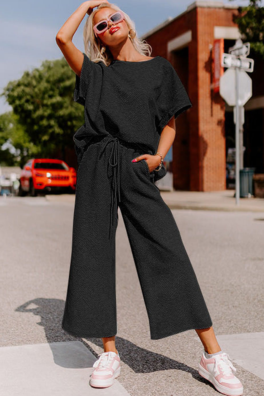 Ensemble t-shirt ample texturé noir *-A WOMAN WE LOVE