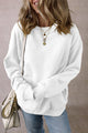 Plain white loose crew neck fleece sweatshirt