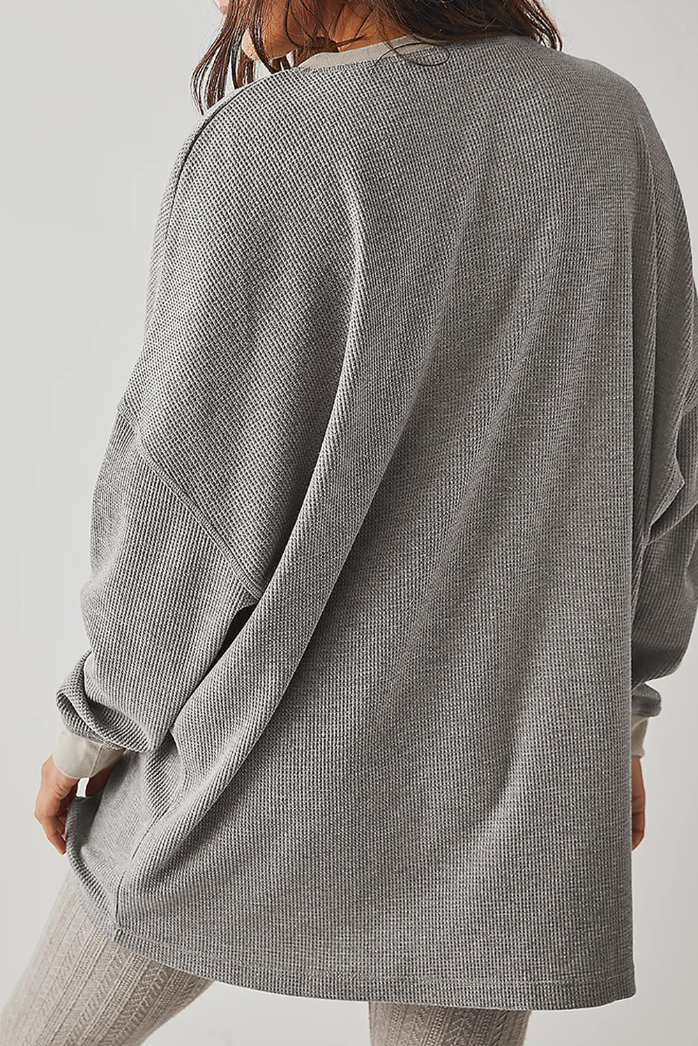 Sweat-shirt ample gris à pull thermique