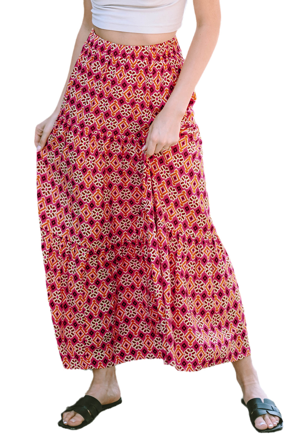 Rose Vintage Boho Floral Imprime à imprimé maxi jupe maxi