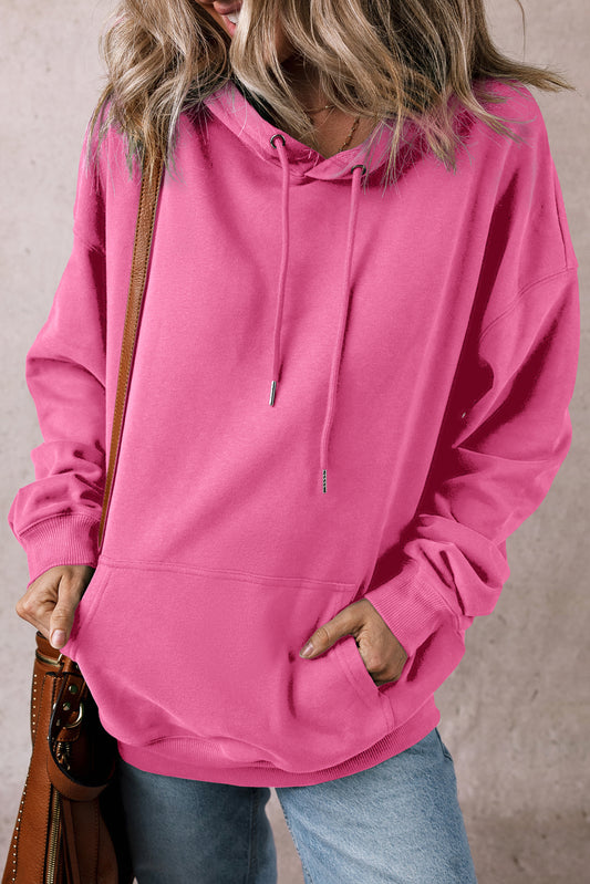 Bonbon Solid Känguru Taschenkordel losen Fit Hoodie