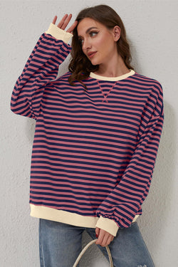 Over-dimensional sweatshirt with red stripes *