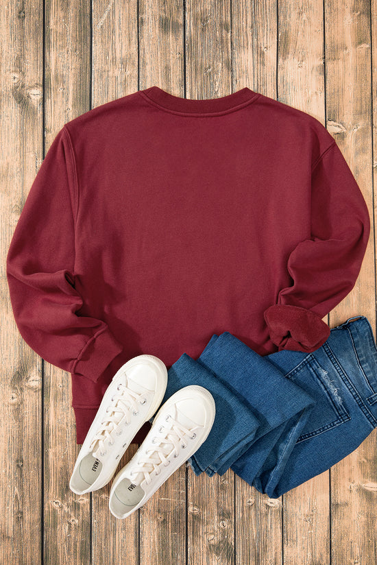 Burgundy Terry Drop Shoulder Sweatshirt with Solid Fleece Lining