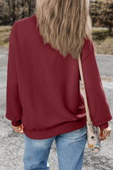 Sweat-shirt bordeaux uni à épaules tombantes et col rond