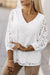 Ample white high with V -neck and crochet floral lace