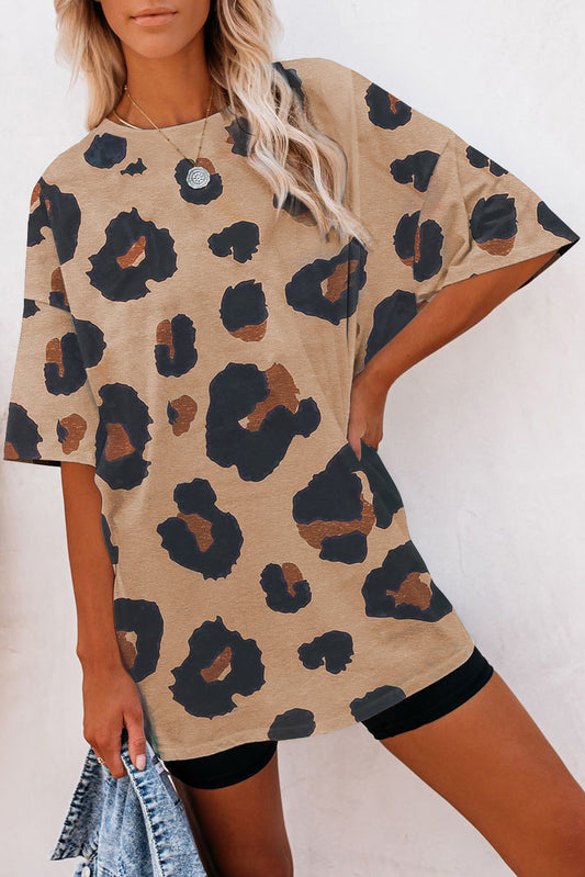 Freund Leopard drucken lose T -Shirt