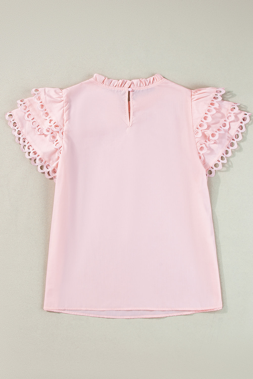 Blouse superposée rose clair Ric Rac à manches courtes et col à volants