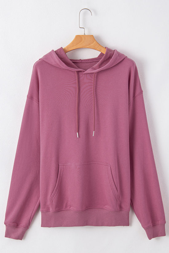 Valériane loose fit hoodie with drawstring and kangaroo pocket in solid color