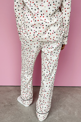 Ensemble pyjama blanc à manches longues et pantalon avec passepoil contrasté et étoile-A WOMAN WE LOVE