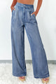 High Waisted Wide Leg Acid Wash Jeans in Dusk Blue