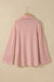 Pink Striped Long Sleeve Cowl Neck Loose Top with Side Slits