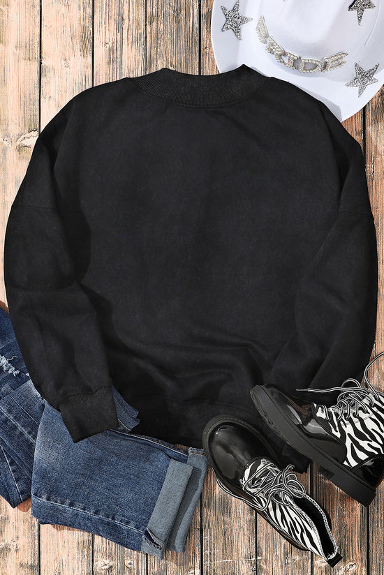 Black Crew Neck Drop Shoulder Sweatshirt