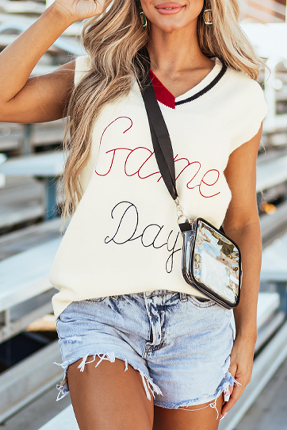 Gilet pull blanc vintage Game Day