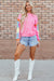 Candy pink color block French Terry top