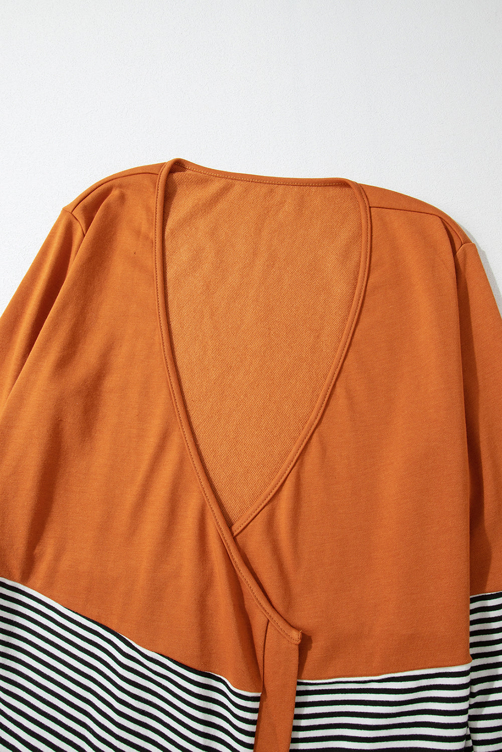 Cardigan ouvert patchwork rayé color block orange