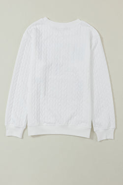 White sweatshirt in twisted knitting Merry and Bright *