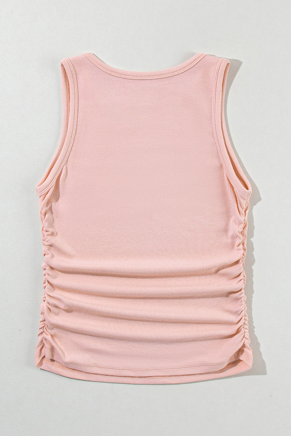 Apricot Pink Plain Ruched Side Tank Tank Toqule