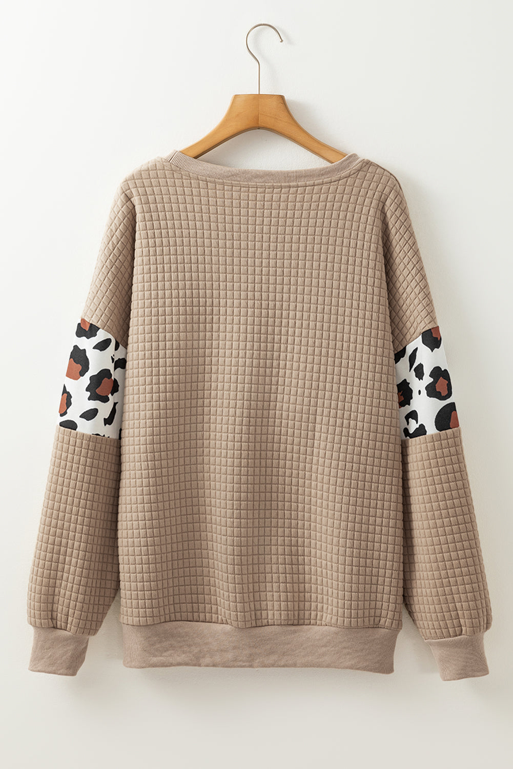 Pergament Leopard gesteppt Patchwork Crew Neck Sweatshirt