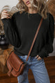 Plain black sweatshirt with patchwork sleeves and round neck