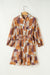 Mini-Robe Orange Flower Bohemian Style Shirt, Floor sleeves, Smocked Size