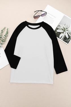 Black color block raglan sleeve sweater top