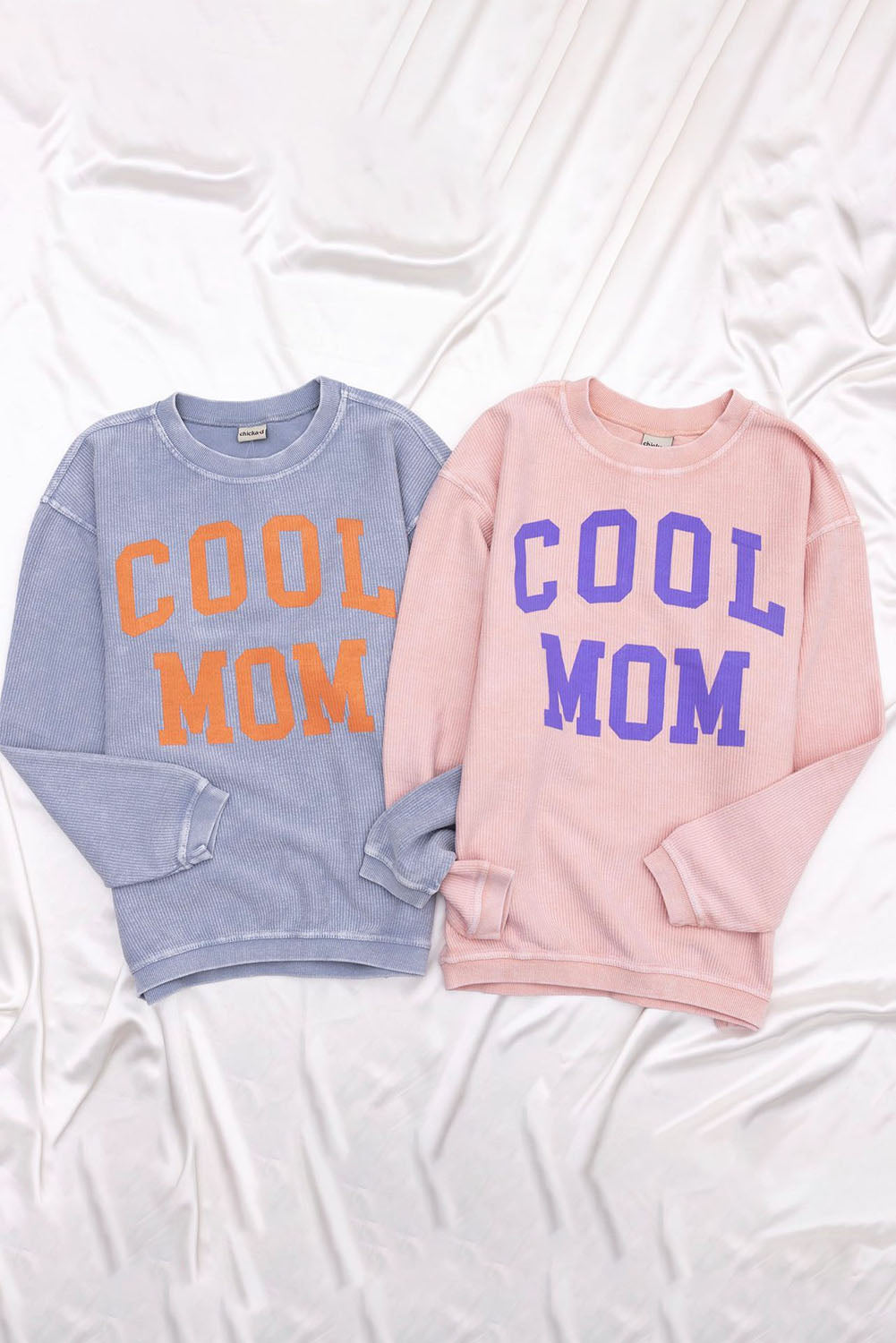 Grau cooler Mutter Grafikdruck Cording Sweatshirt