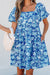 Short dress blue babydoll with flowers *