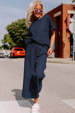 Camiseta sin camiseta Textured Navy Blue *