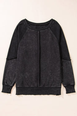 Black Sweatshirt with Raglan and Patchwork sleeves *