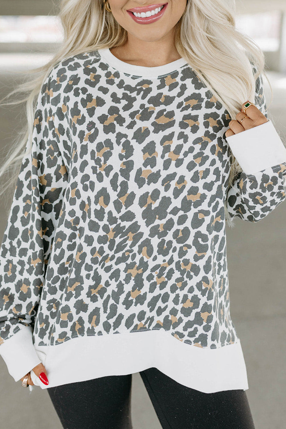 White leopard print top with plain border