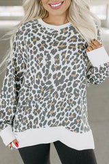 White leopard print top with plain border