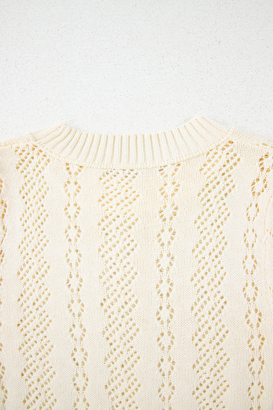 Pull beige à manches courtes bouffantes *