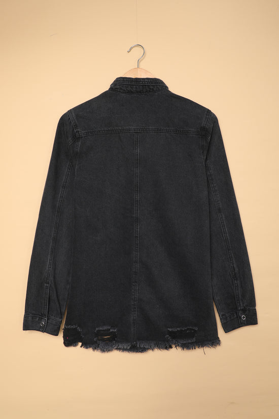 Veste en jean déchirée noire