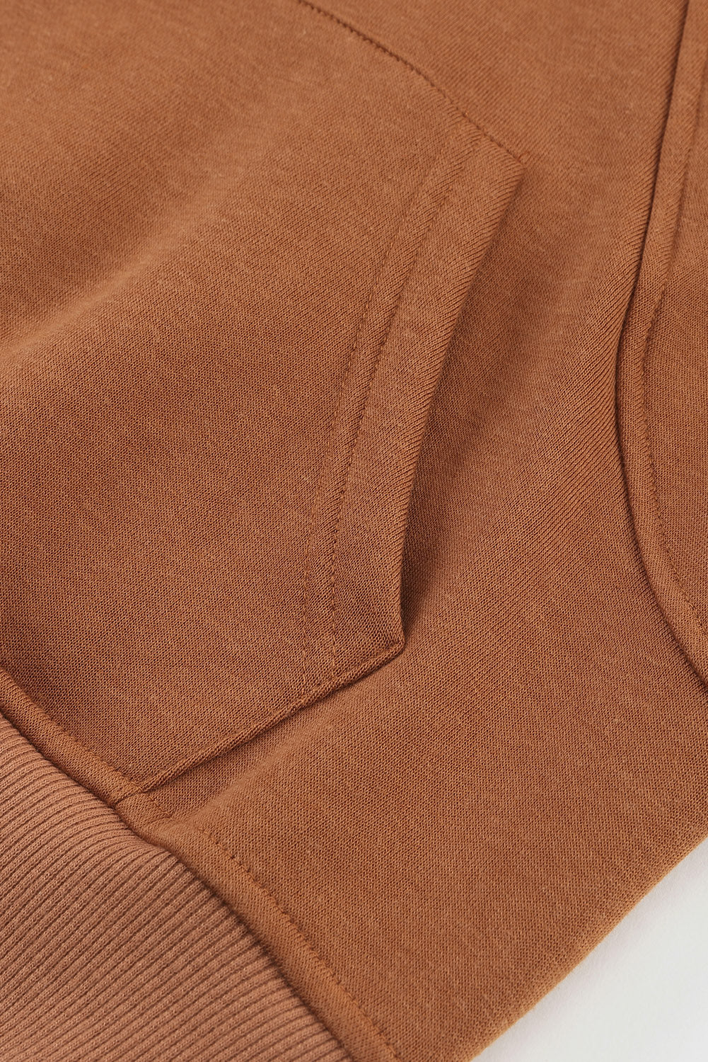 Brown Quarter Zip Kangaroo Pocket Hoodie