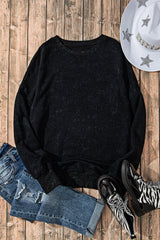 Sweat-shirt oversize noir à épaules tombantes et bordure côtelée
