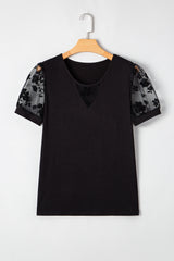 Black Flora lace t-shirt in lace