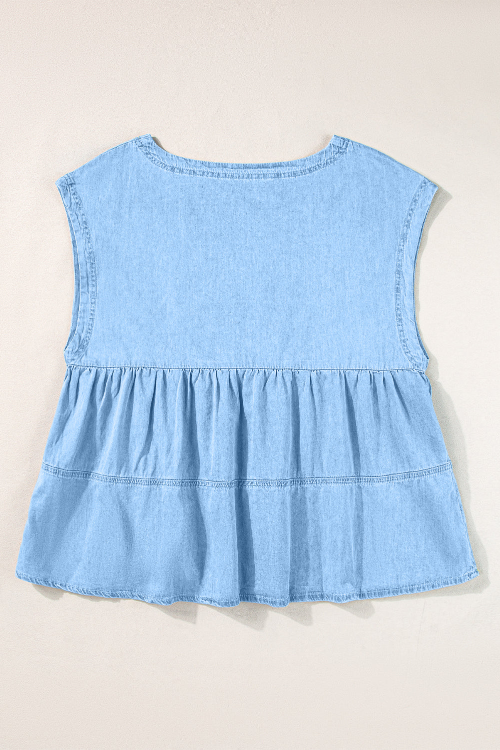 Top vasco de mezclilla con costuras de moda hermosos azules