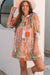 Orange Paisley Bohemian Style Mixed Print 3/4 Sleeve Loose Chiffon Dress