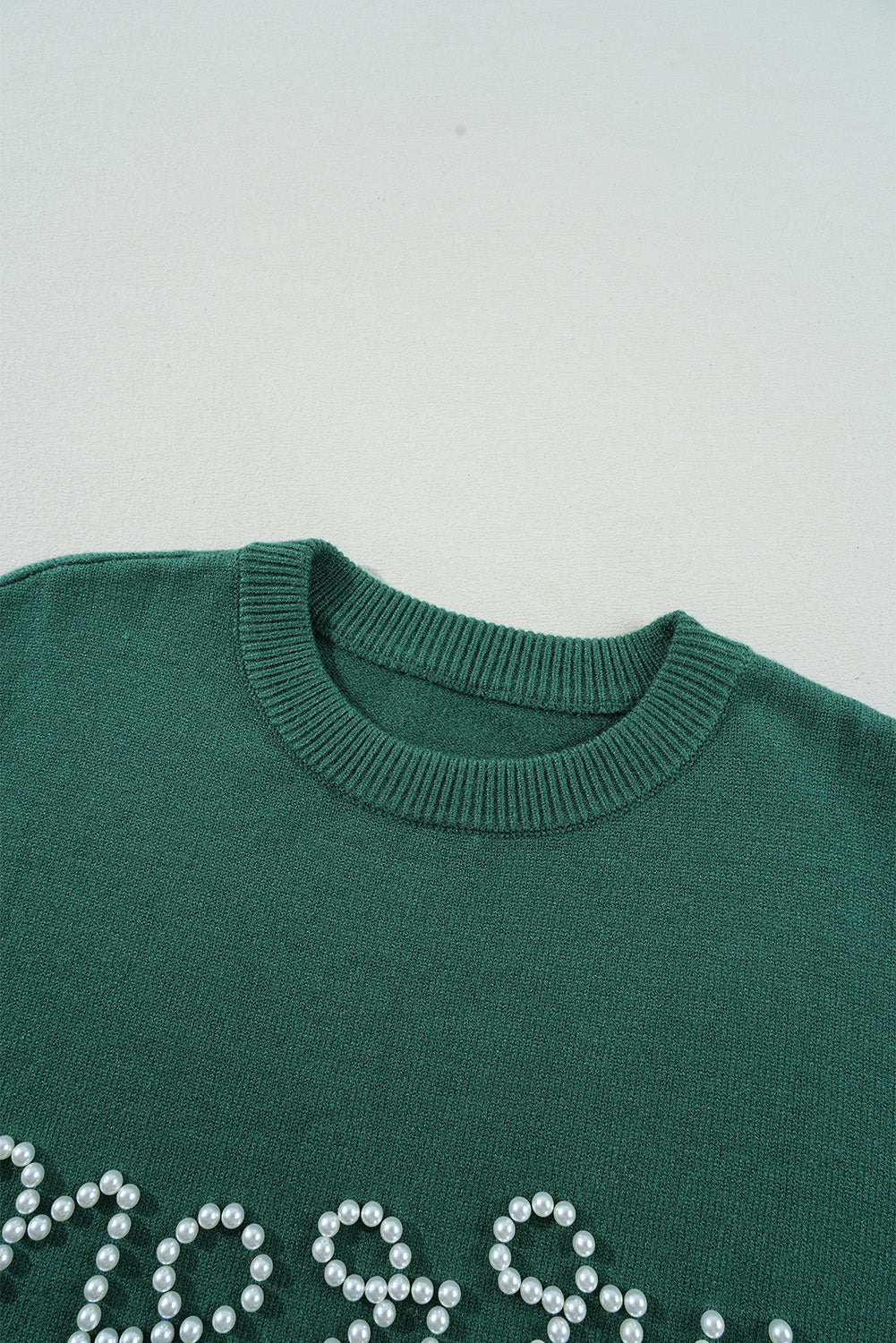 Blackish Green Beaded Cheerful Casual Sweater